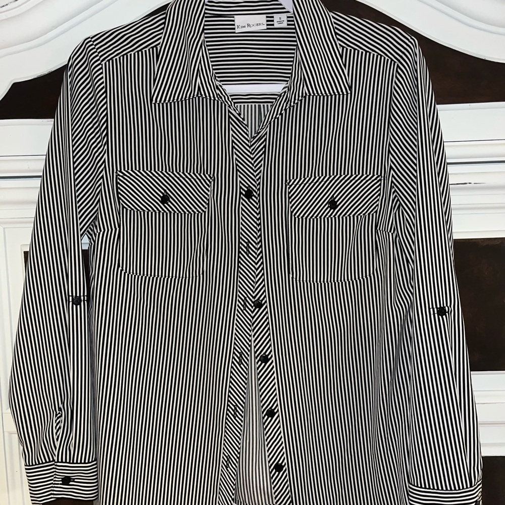 Black and White Striped Men's Shirt